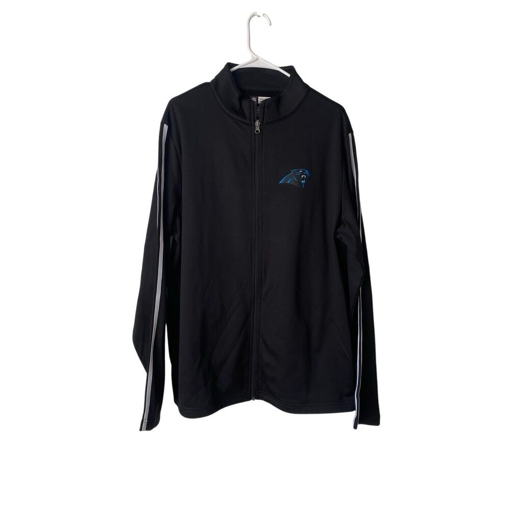 Carolina Panthers Men’s Large Black Full Zip Track Jacket NFL Team Apparel Logo